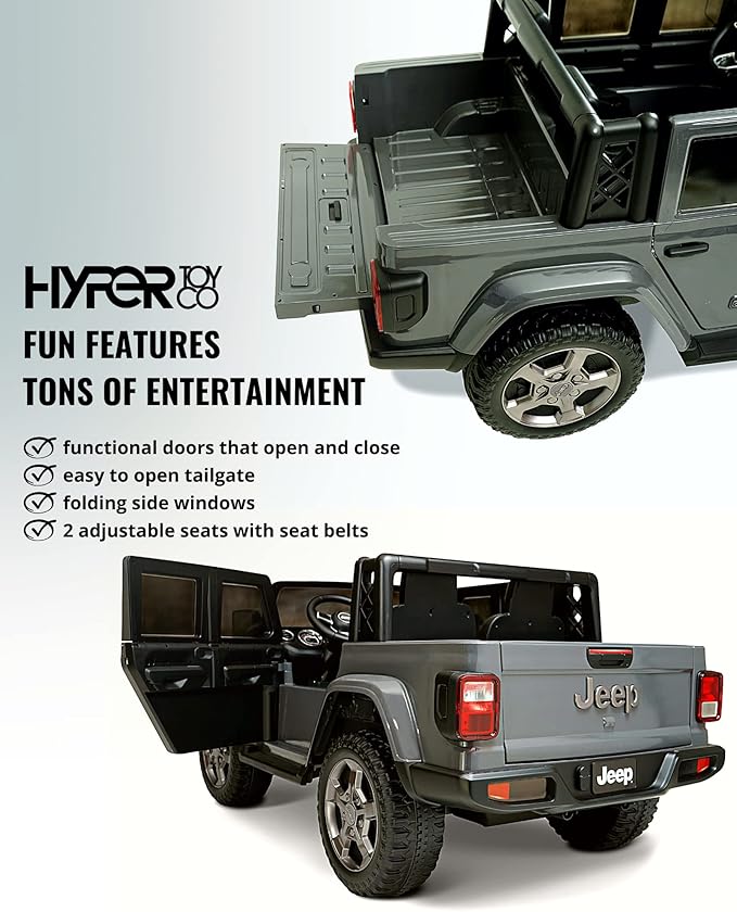 Kids Jeep Gladiator 12v Ride-on toy With opening doors hood and tailgate real sounds