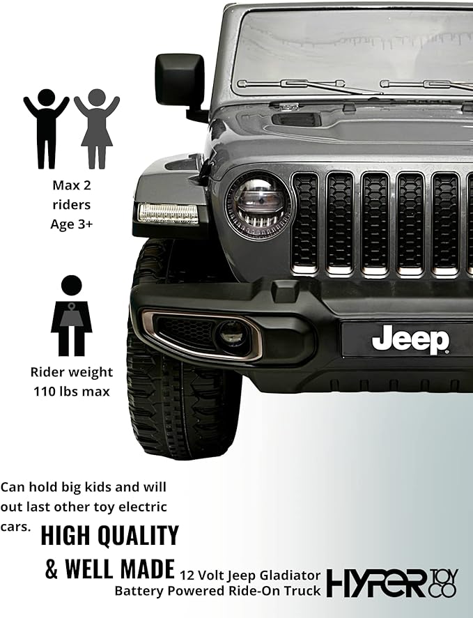Kids Jeep Gladiator 12v Ride-on toy With opening doors hood and tailgate real sounds