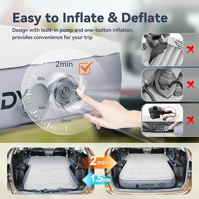 inflatable air mattress for SuV back seats fits Jeep JKU and JLU Toyota 4 runner Etc