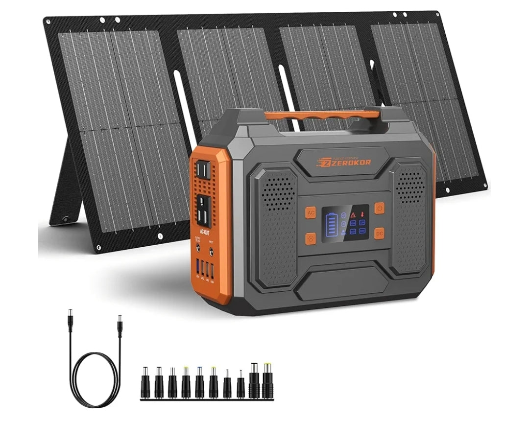 300w Portable power station w/ 60w folding solar panel