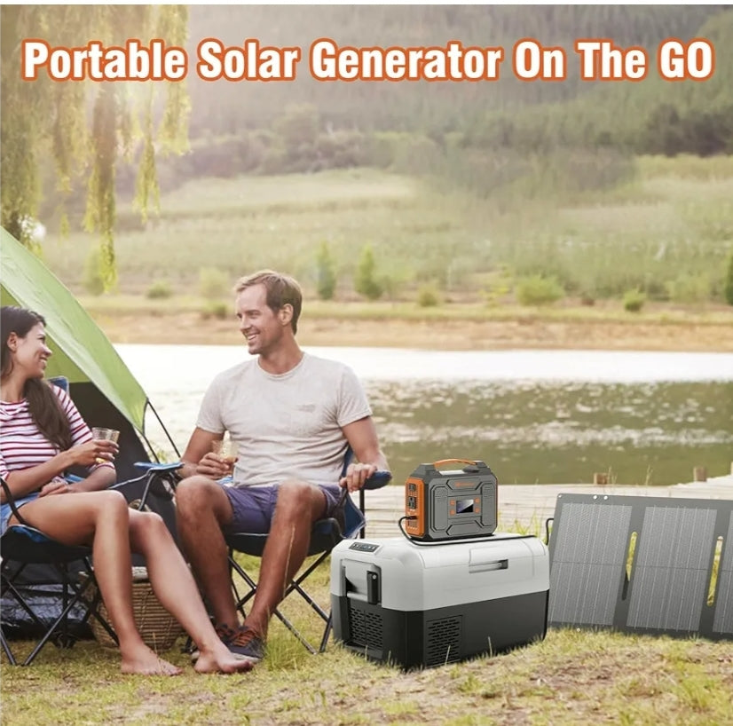 300w Portable power station w/ 60w folding solar panel