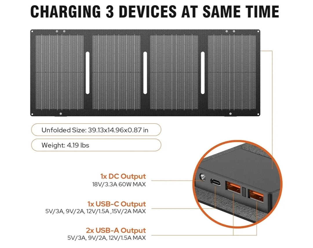 300w Portable power station w/ 60w folding solar panel