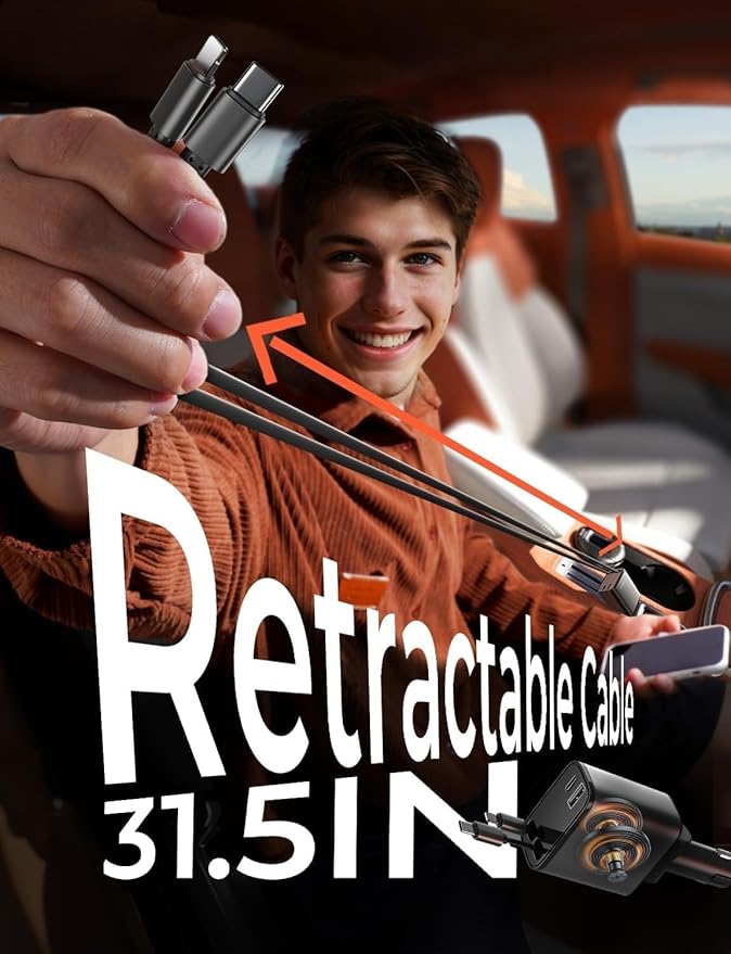 retractable charger 69W iphone/galaxy usb-C fast charger