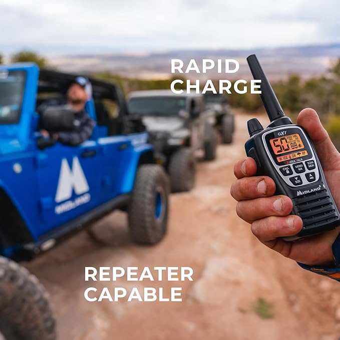 Midland GXT3000 portable radios long-range 50 channel repeater capable 142 privacy codes SOS noah